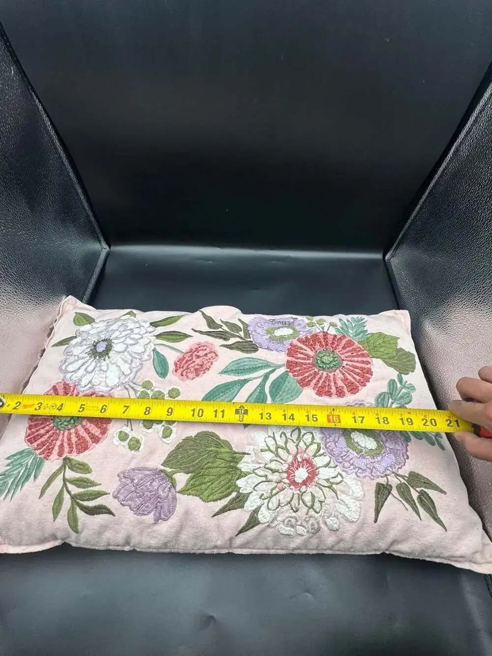 Rifle Paper Co. x Loloi Vintage Garden Embroidered Lumbar Pillow Pink 12x20